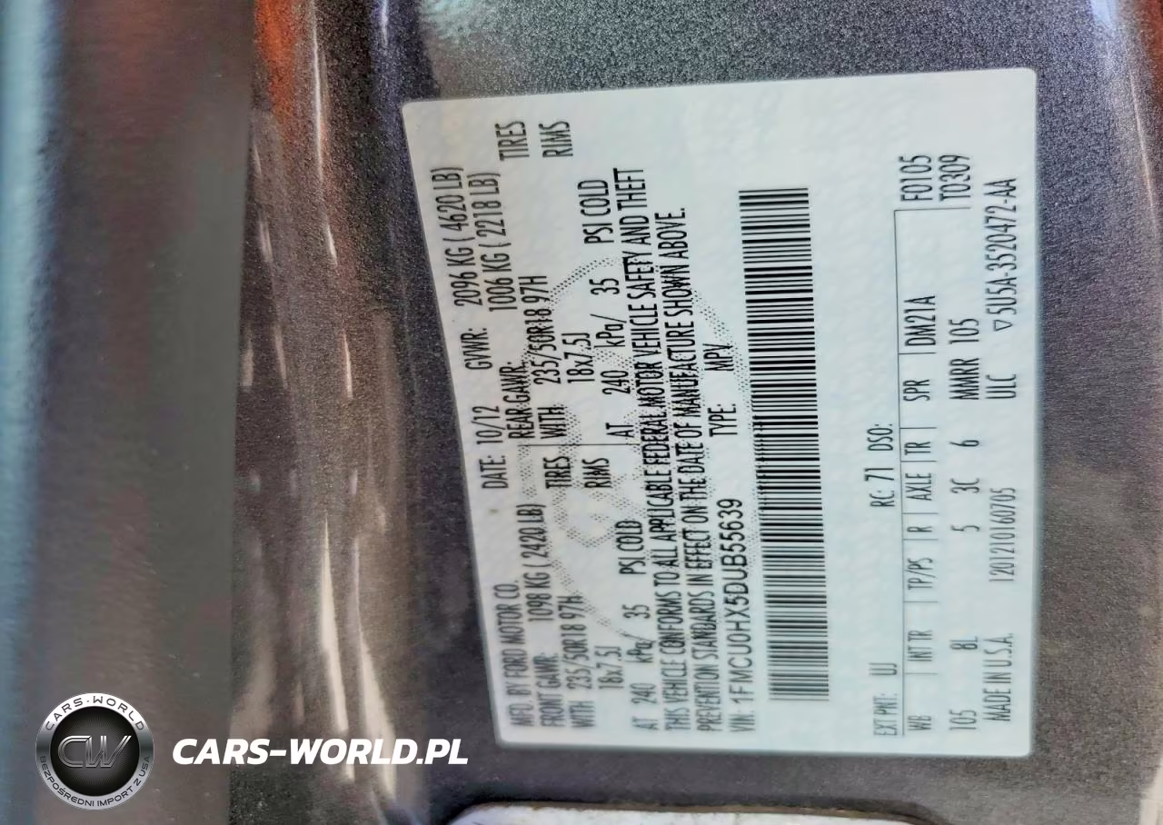 2013 Ford Escape Sel VIN:1FMCU0HX5DUB55639 - 13