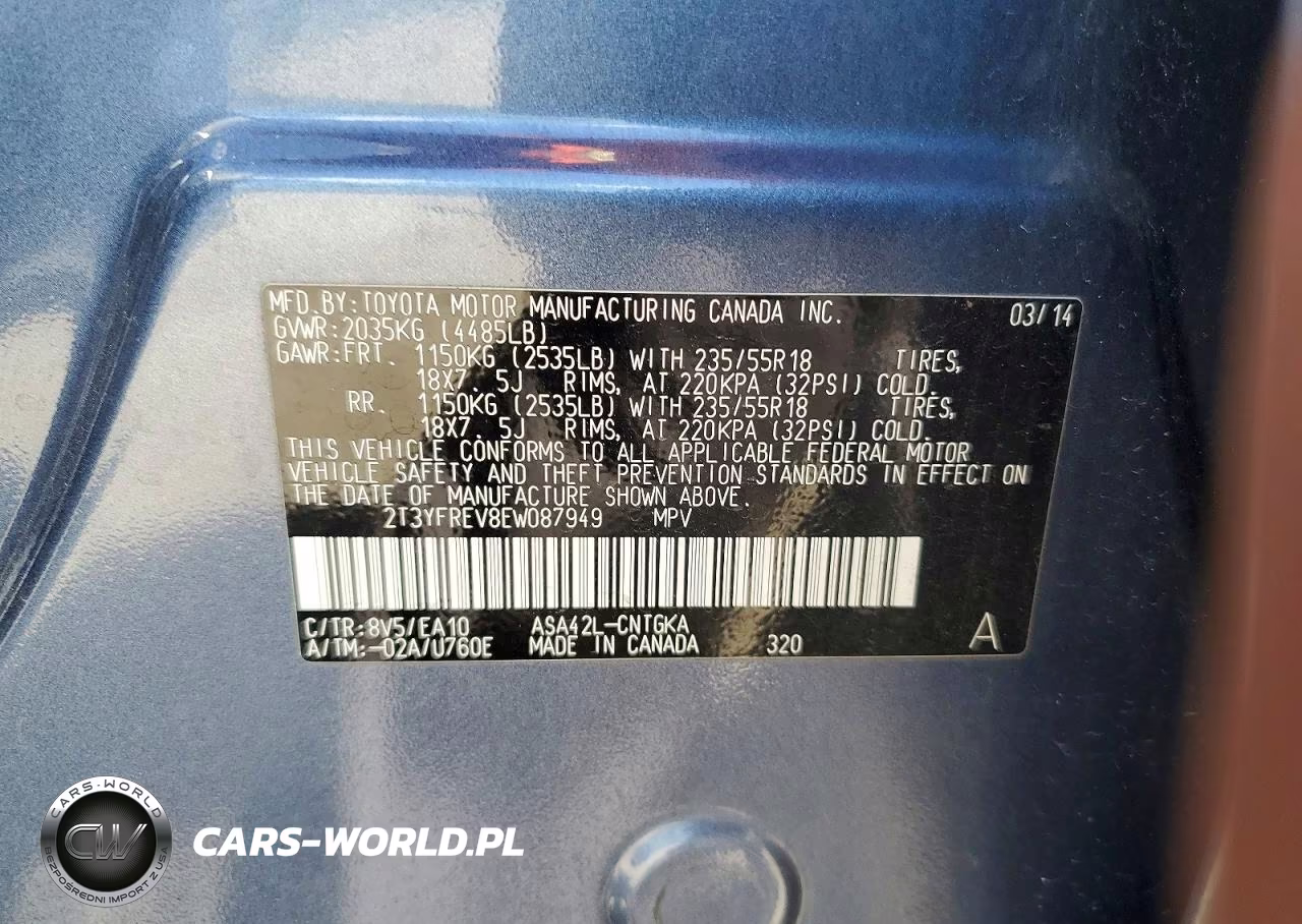 2014 Toyota Rav4 Limited VIN:2T3YFREV8EW087949 - 13