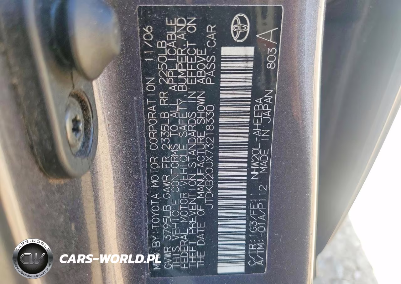 2007 Toyota Prius Base VIN:JTDKB20UX73218330 - 12