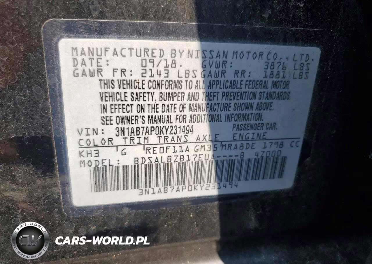 2019 Nissan Sentra S VIN:3N1AB7AP0KY231494 - 12
