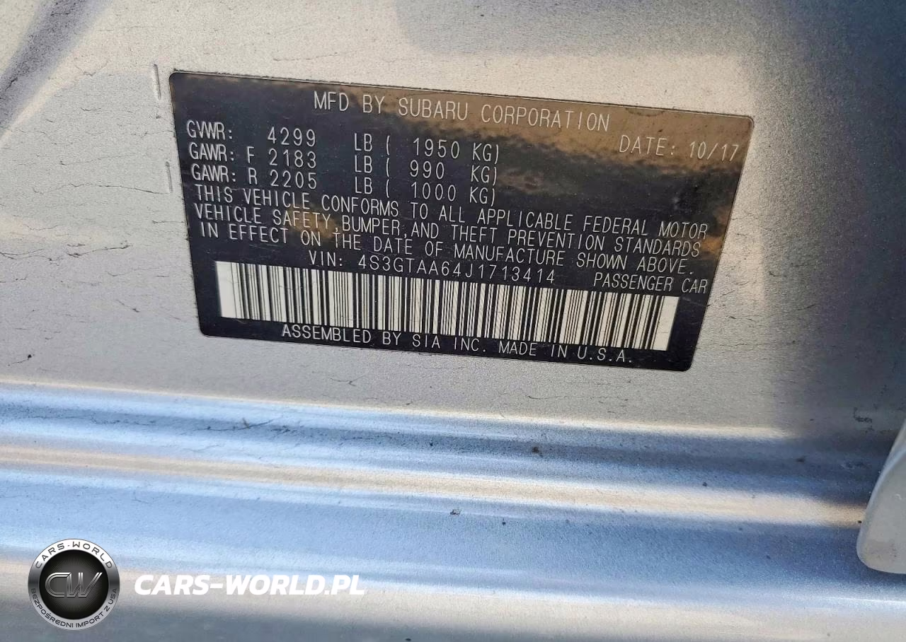 2018 Subaru Impreza VIN:4S3GTAA64J1713414 - 14