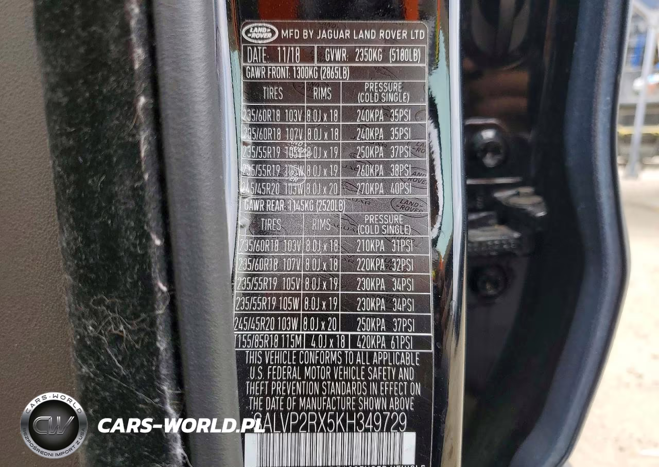 2019 Land Rover Range Rover Evoque Se VIN:SALVP2RX5KH349729 - 13