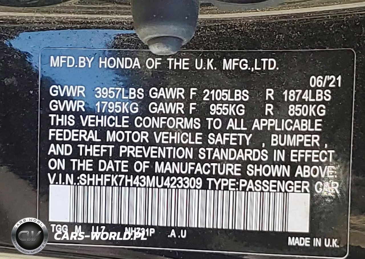 2021 Honda Civic Sport VIN:SHHFK7H43MU423309 - 13