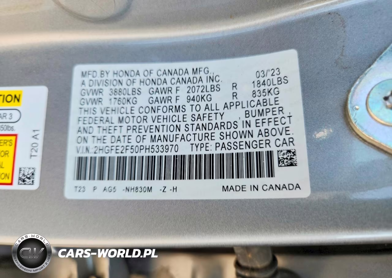 2023 Honda Civic Sport VIN:2HGFE2F50PH533970 - 12