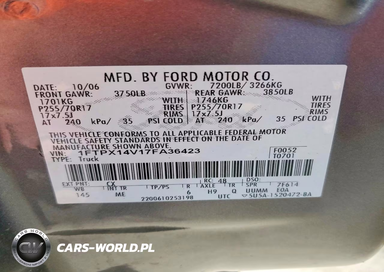 2007 Ford F150 VIN:1FTPX14V17FA36423 - 12