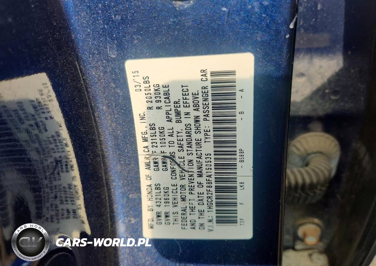 2015 Honda Accord Exl VIN:1HGCR2F88FA150535 - 12