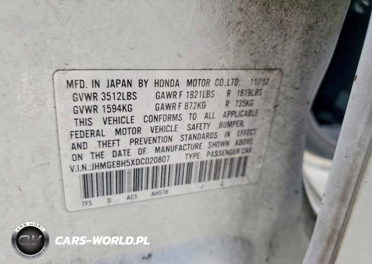 2013 Honda Fit Sport VIN:JHMGE8H5XDC020807 - 12