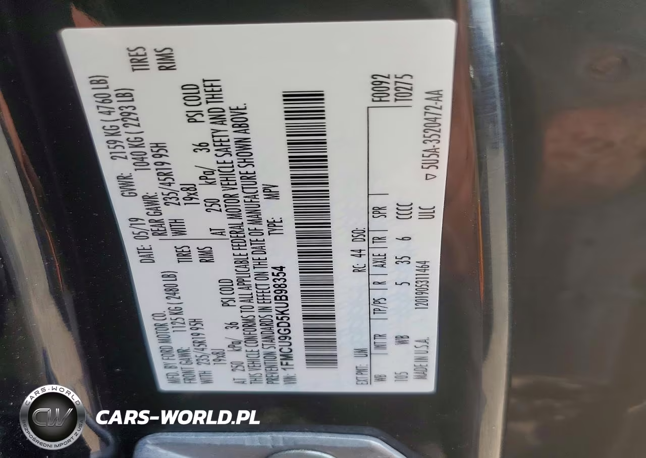 2019 Ford Escape Se VIN:1FMCU9GD5KUB98354 - 14