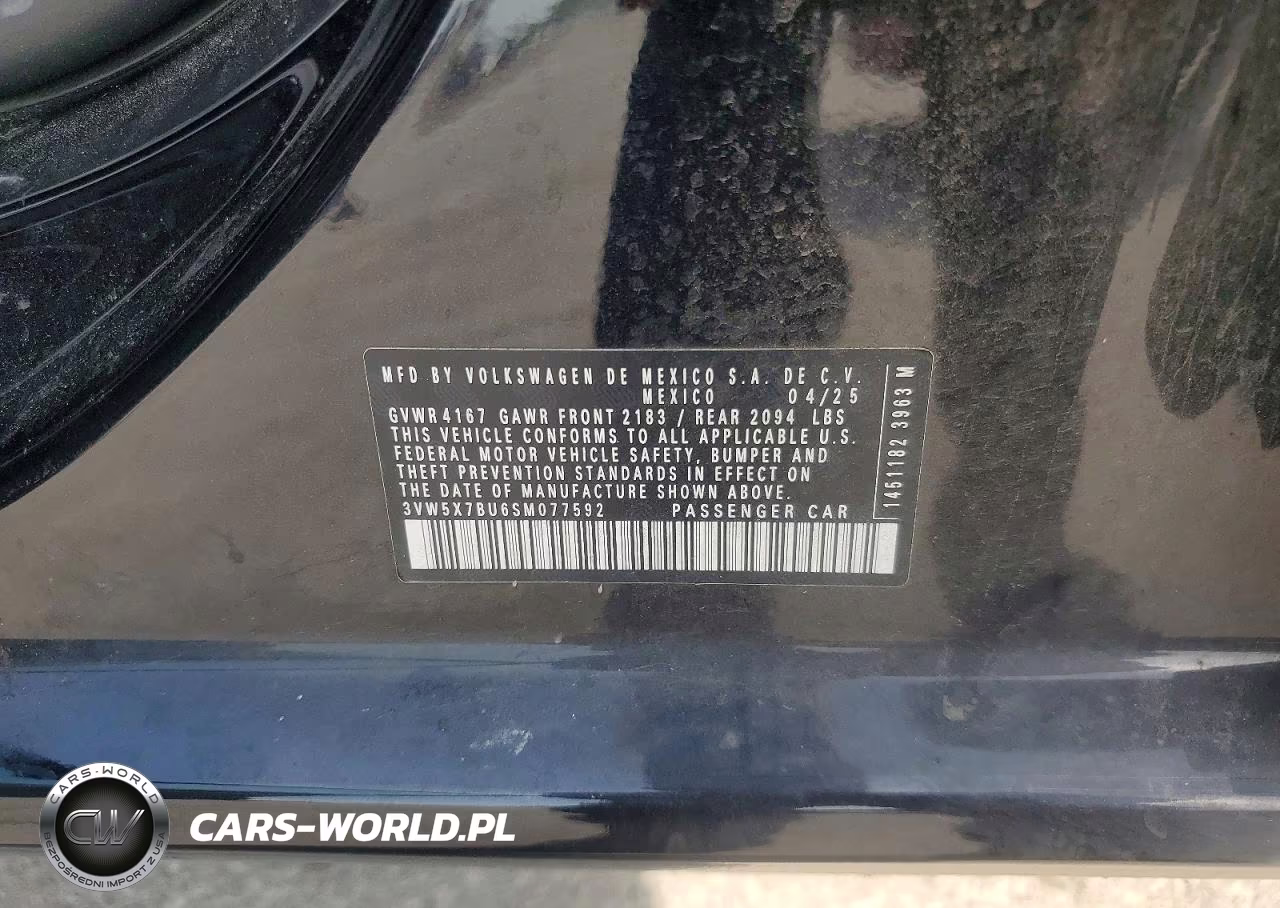 2025 Volkswagen Jetta S VIN:3VW5X7BU6SM077592 - 12