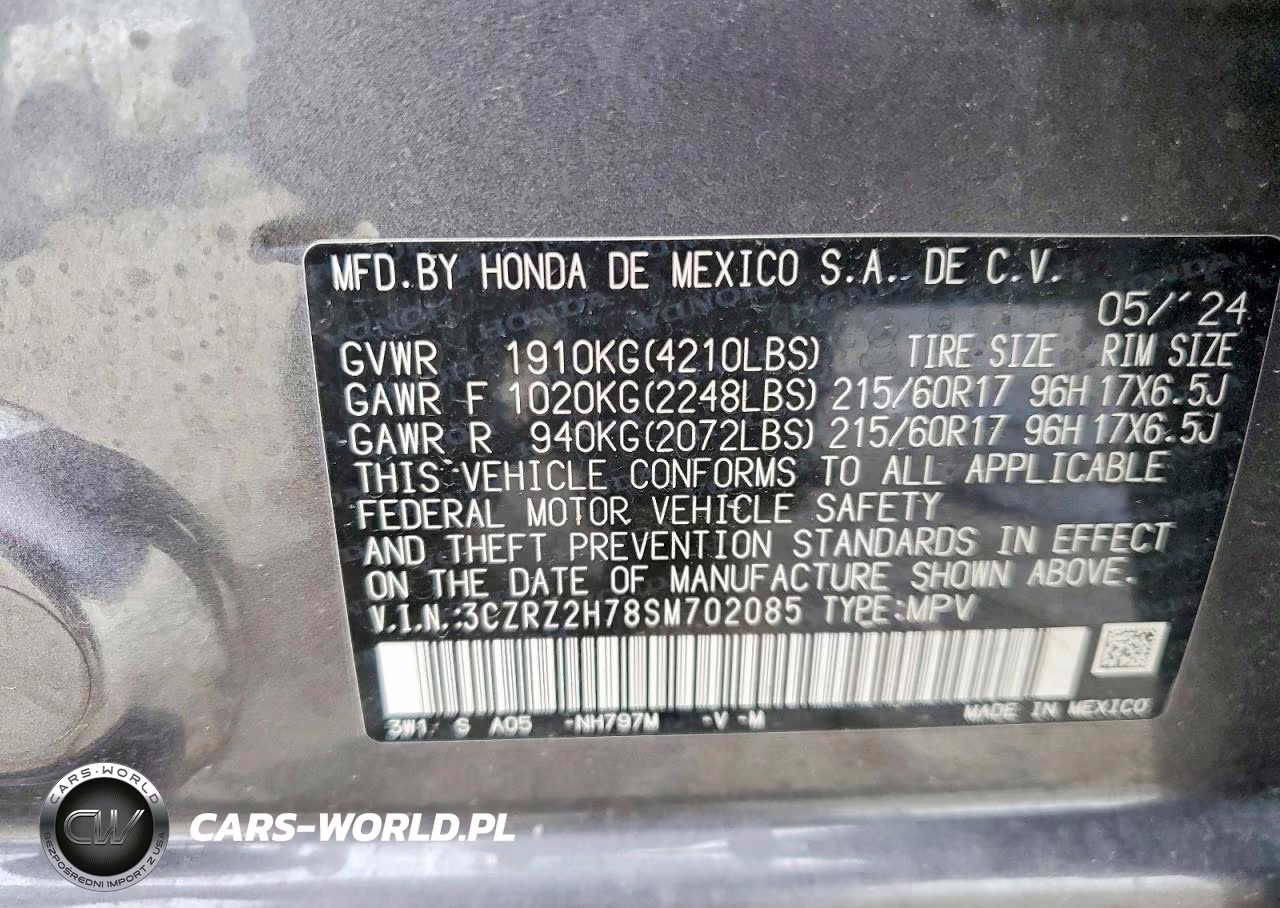 2025 Honda Hr-V Exl VIN:3CZRZ2H78SM702085 - 13