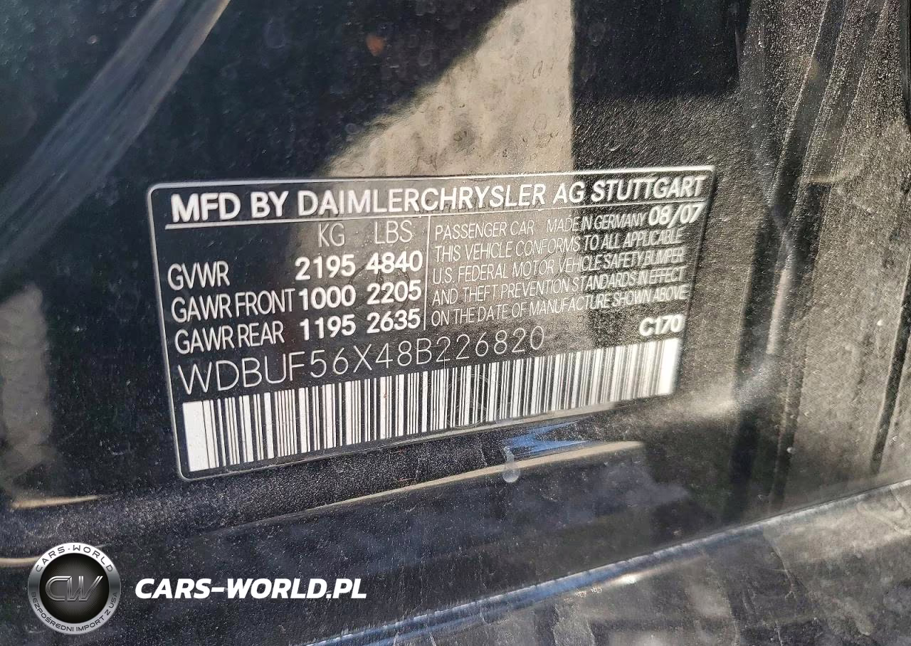 2008 Mercedes-Benz E 350 VIN:WDBUF56X48B226820 - 12
