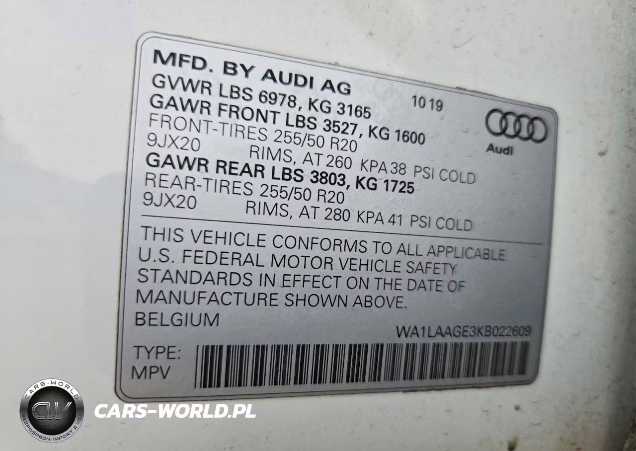 2019 Audi E-Tron Premium Plus VIN:WA1LAAGE3KB022609 - 12