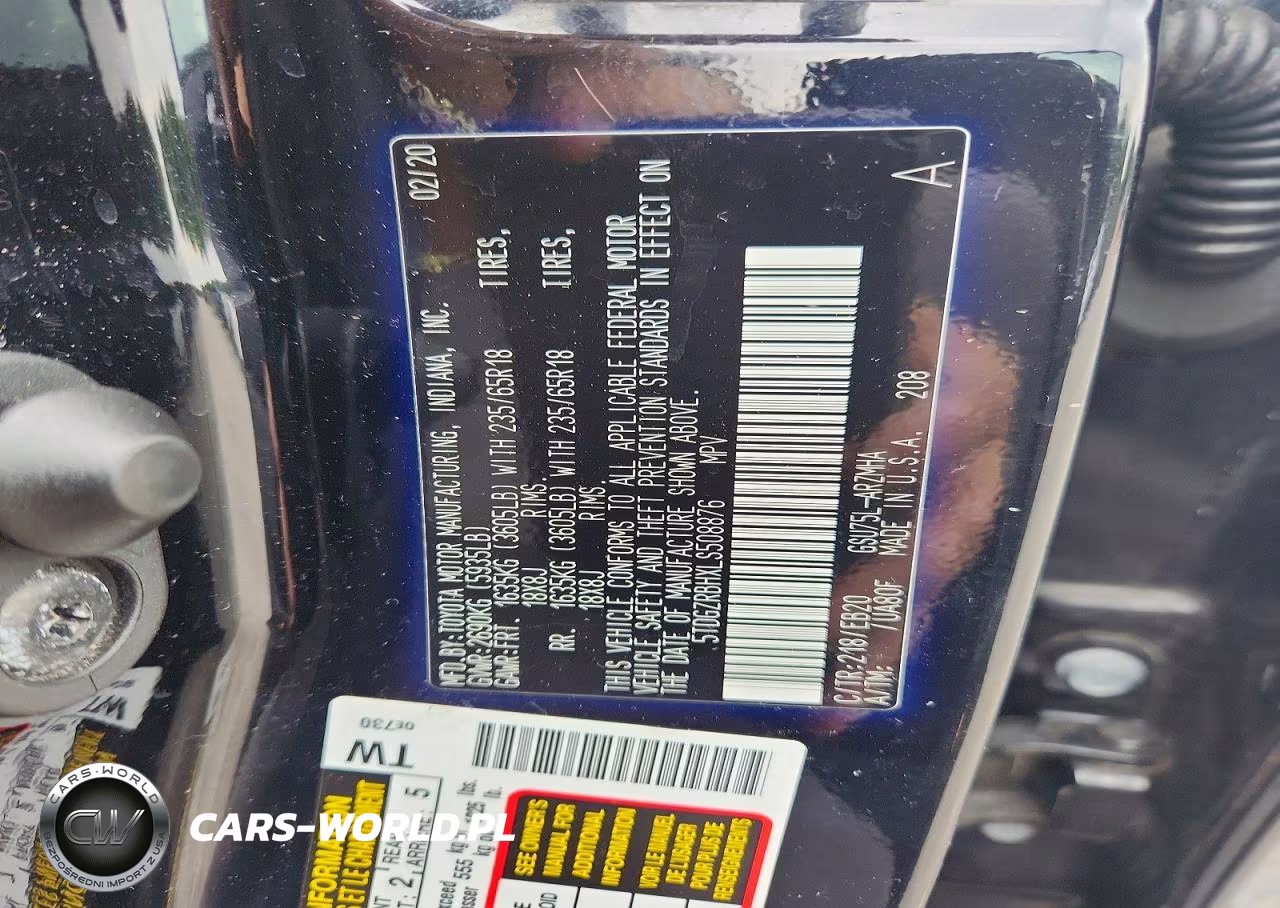 2020 Toyota Highlander Xle VIN:5TDGZRBHXLS508876 - 13