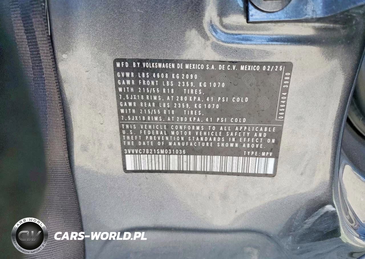 2025 Volkswagen Taos Se VIN:3VVVC7B21SM031036 - 13