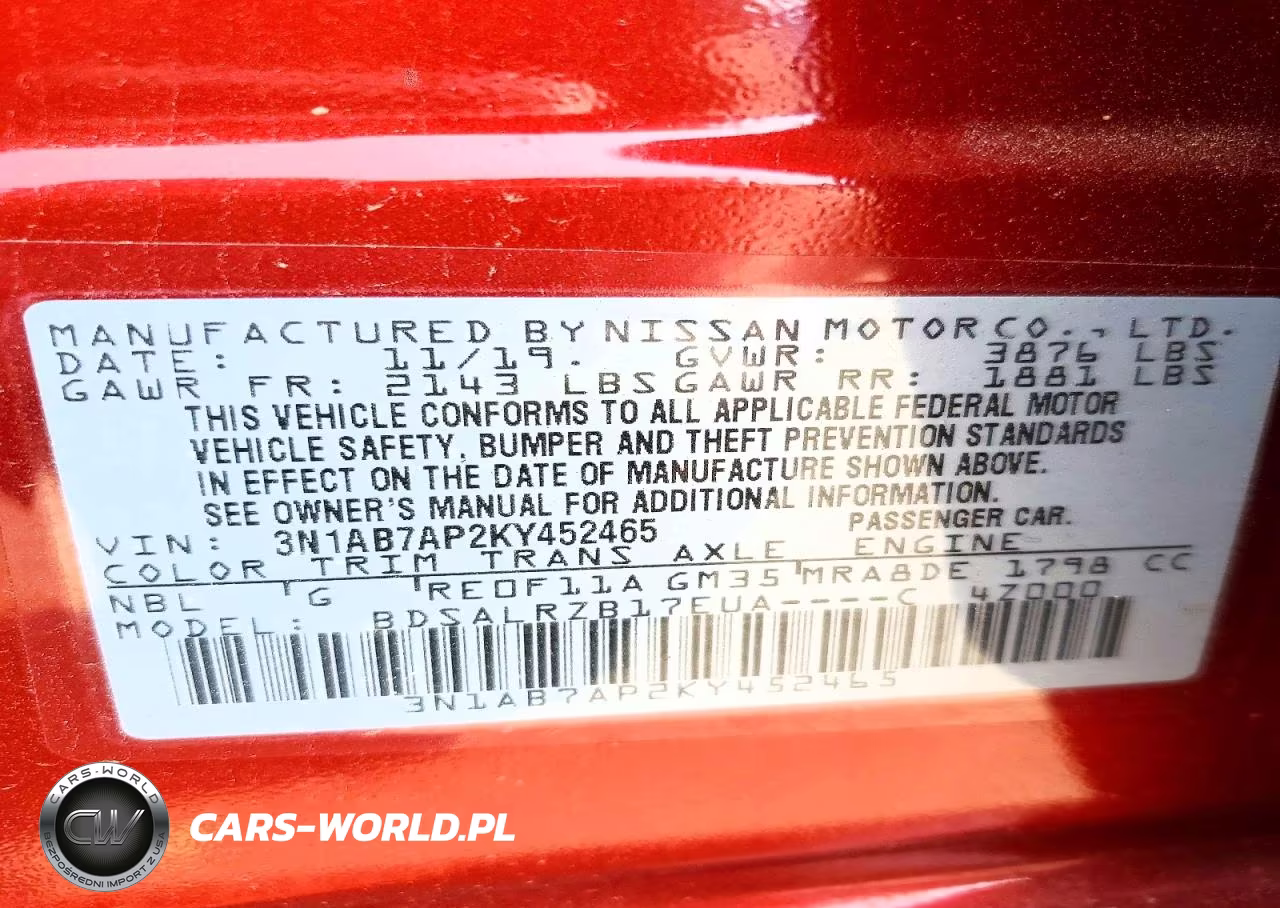 2019 Nissan Sentra Sr VIN:3N1AB7AP2KY452465 - 13