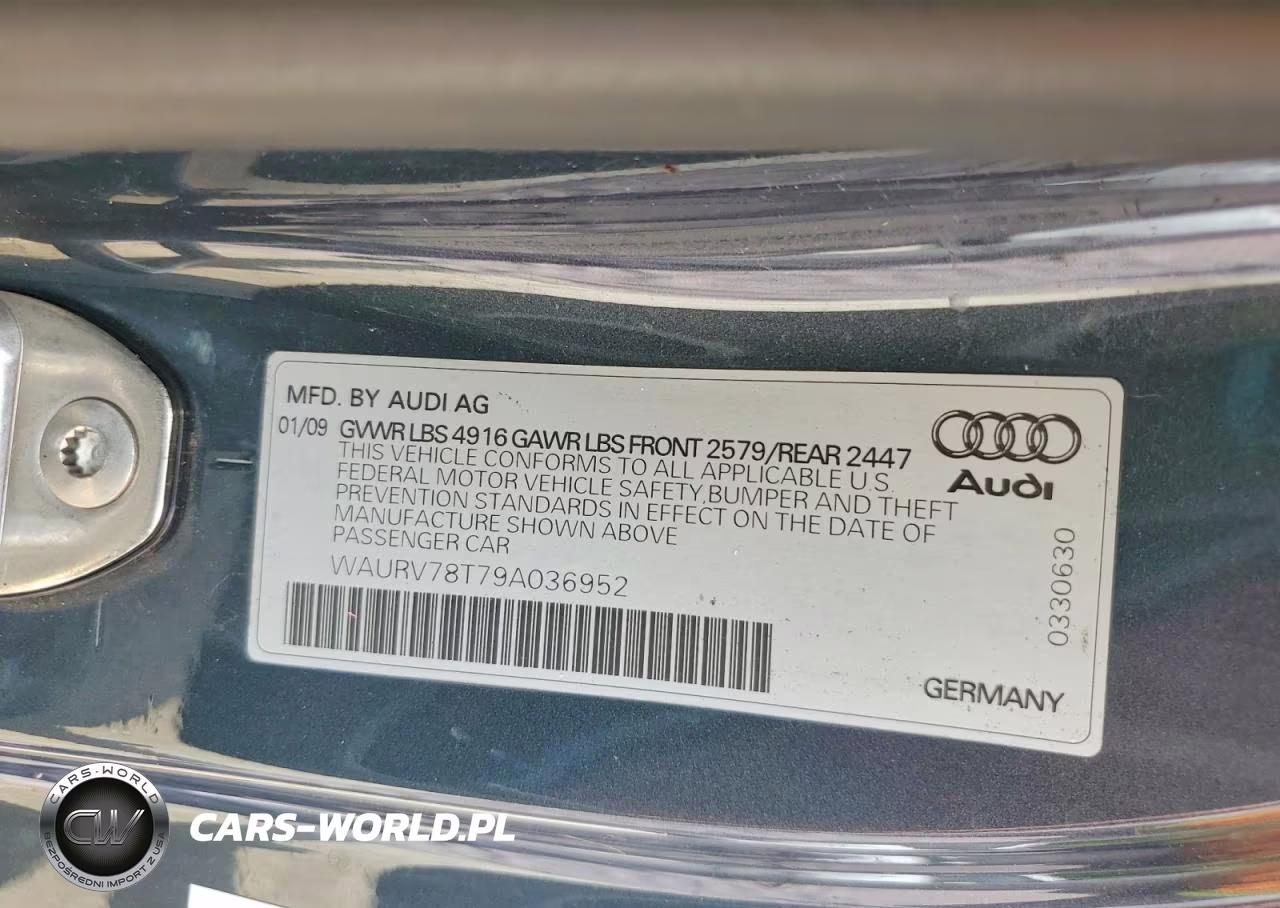 2009 Audi S5 Quattro VIN:WAURV78T79A036952 - 12
