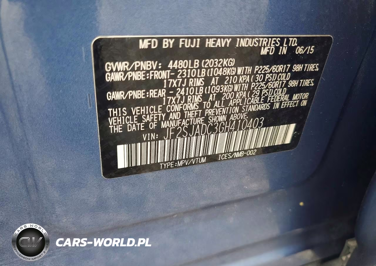 2016 Subaru Forester 2.5I Premium VIN:JF2SJADC3GH410403 - 14