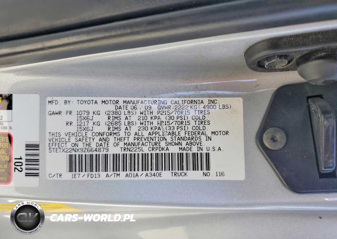 2009 Toyota Tacoma Access Cab VIN:5TETX22NX9Z664879 - 12