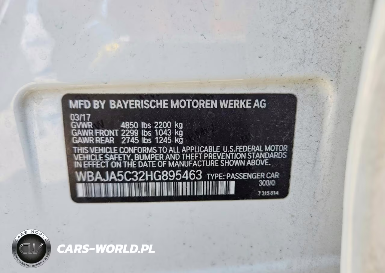 2017 BMW 530 I VIN:WBAJA5C32HG895463 - 12