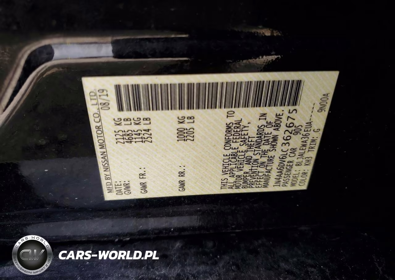 2020 Nissan Maxima Sl VIN:1N4AA6DV6LC362675 - 12