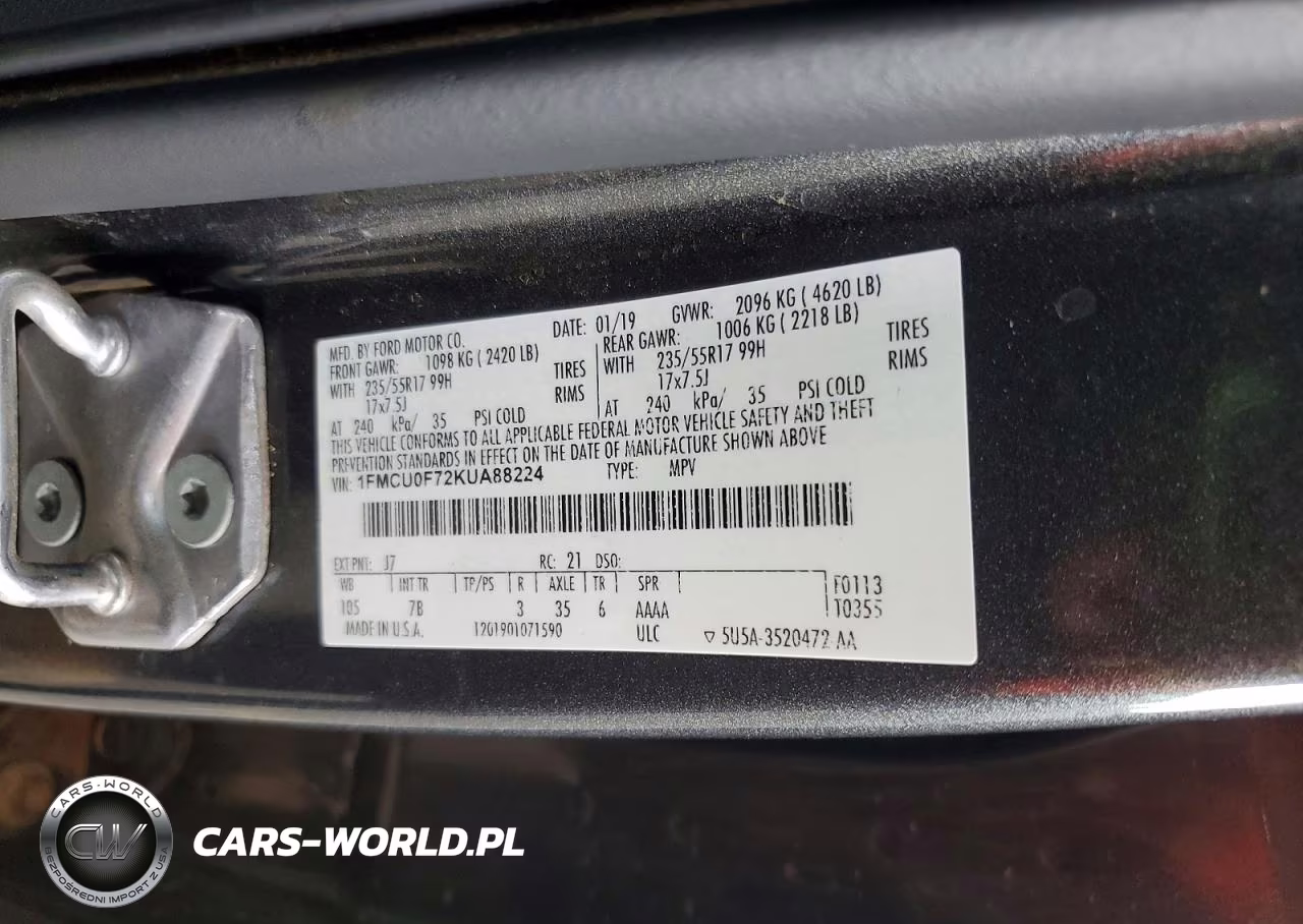 2019 Ford Escape S VIN:1FMCU0F72KUA88224 - 14