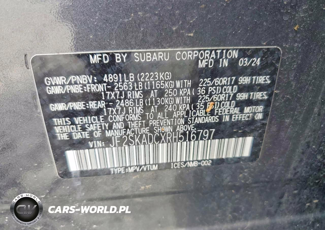 2024 Subaru Forester VIN:JF2SKADCXRH516797 - 13
