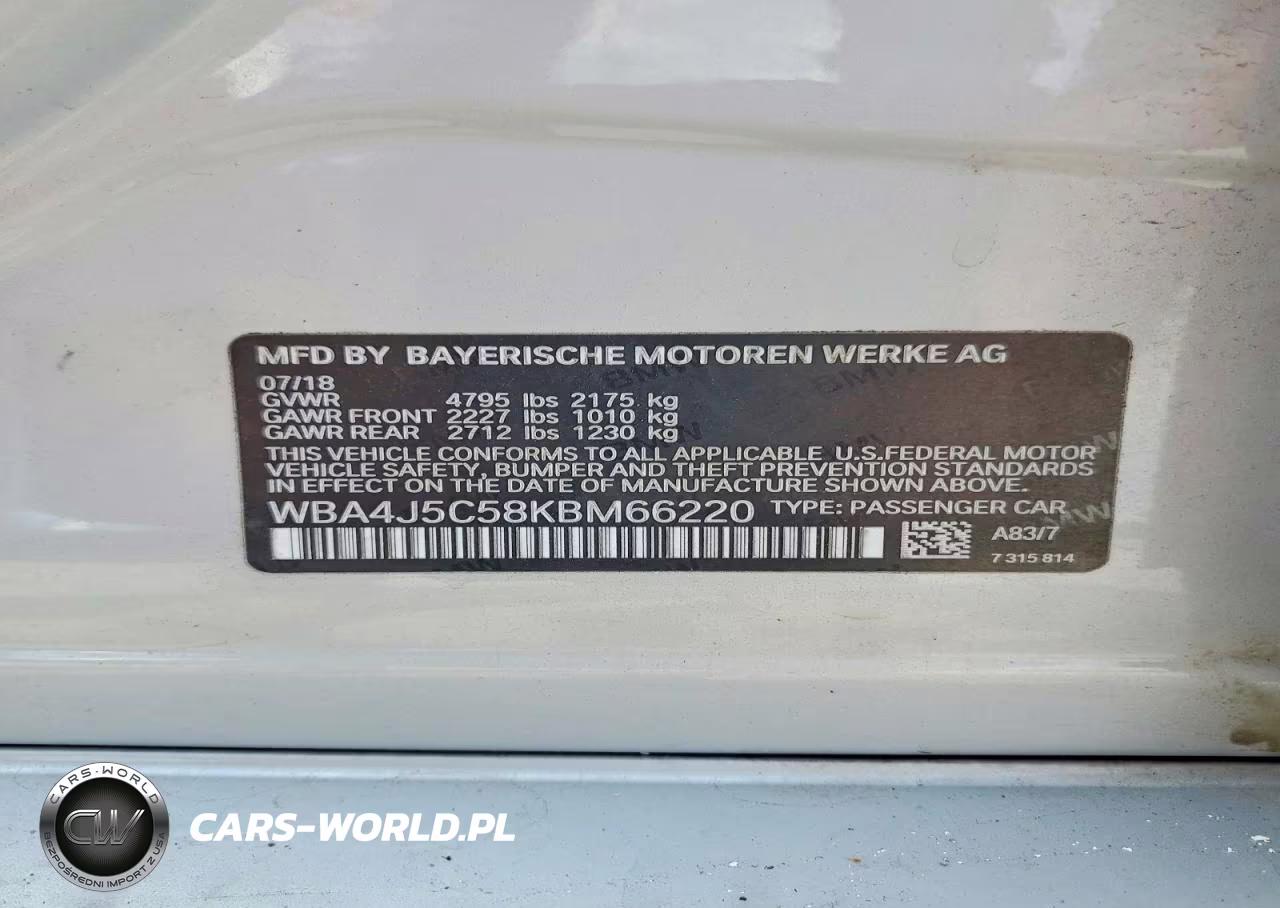 2019 BMW 440I Gran Coupe VIN:WBA4J5C58KBM66220 - 12