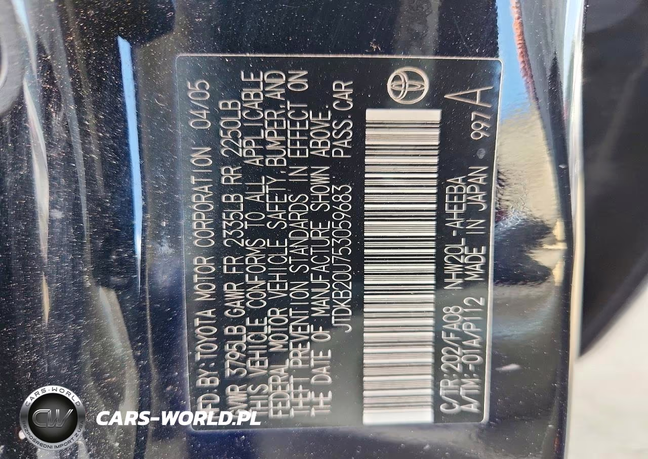2005 Toyota Prius Base VIN:JTDKB20U753059683 - 12