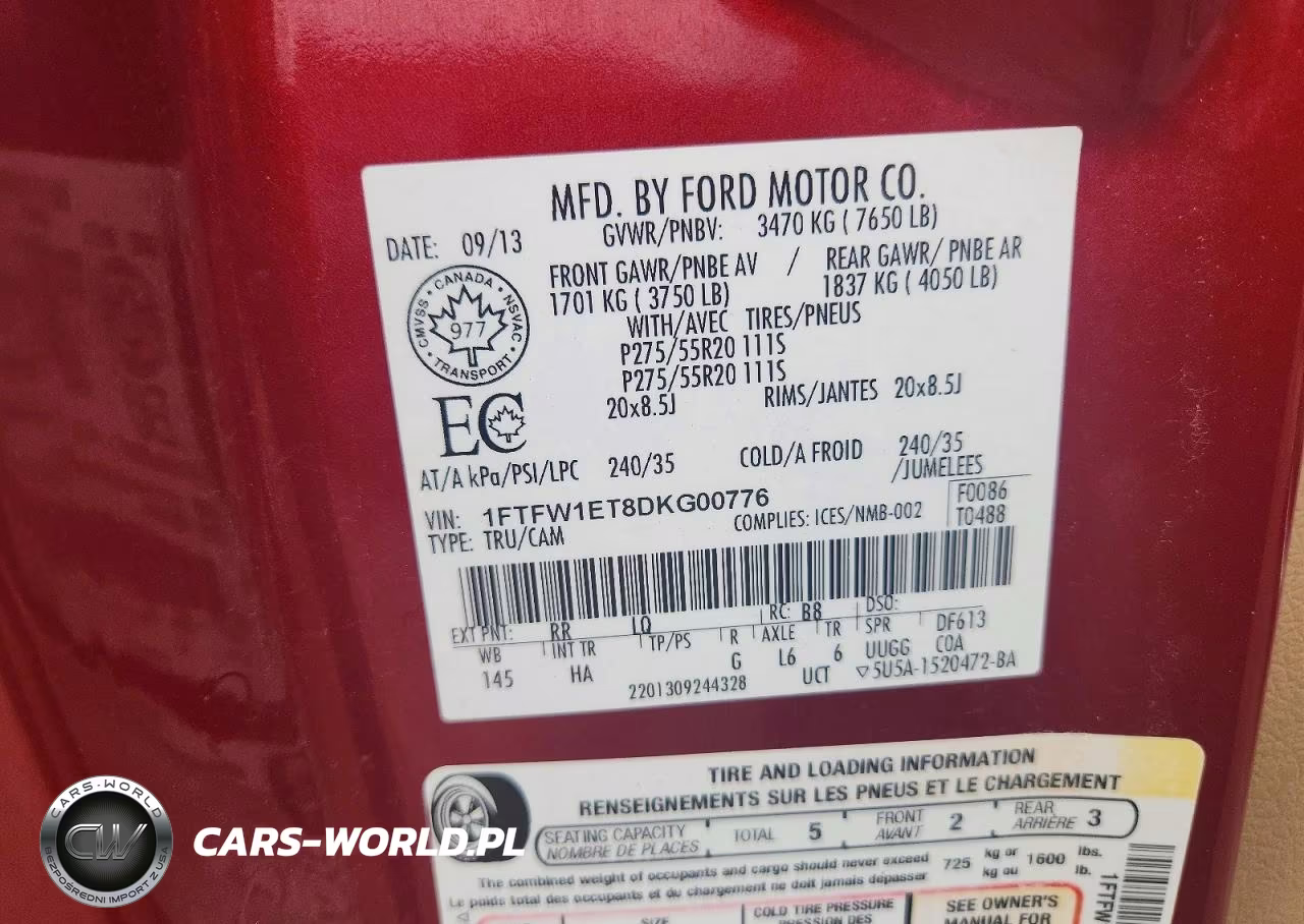 2013 Ford F150 Supercrew VIN:1FTFW1ET8DKG00776 - 12