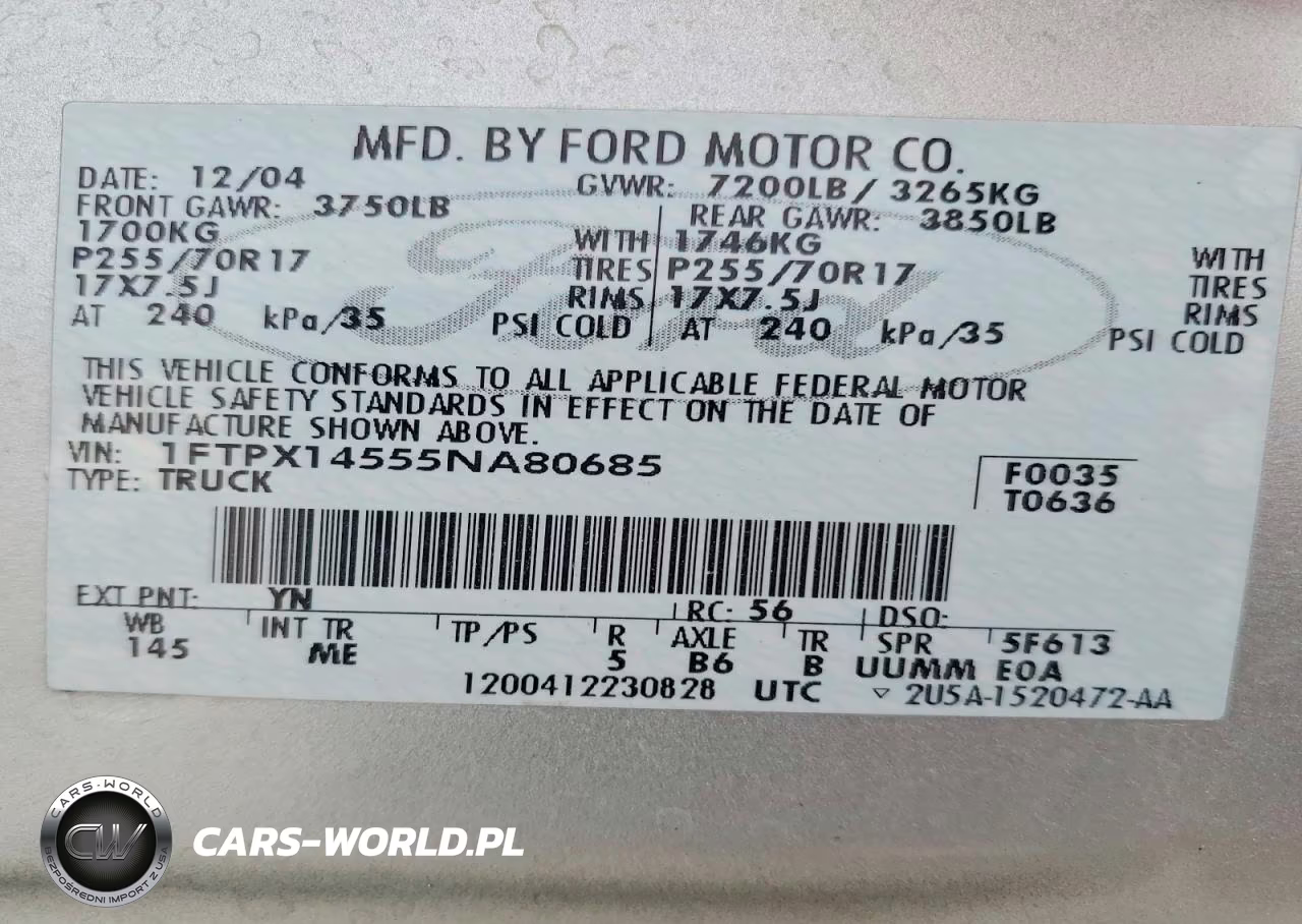 2005 Ford F150 VIN:1FTPX14555NA80685 - 12