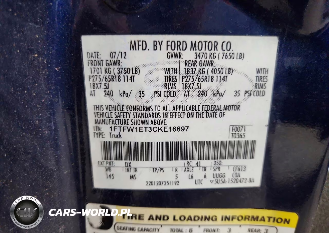 2012 Ford F150 Supercrew VIN:1FTFW1ET3CKE16697 - 12