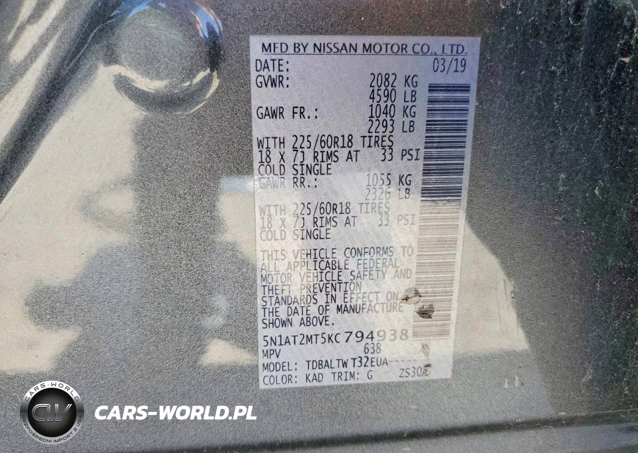 2019 Nissan Rogue Sv VIN:5N1AT2MT5KC794938 - 14
