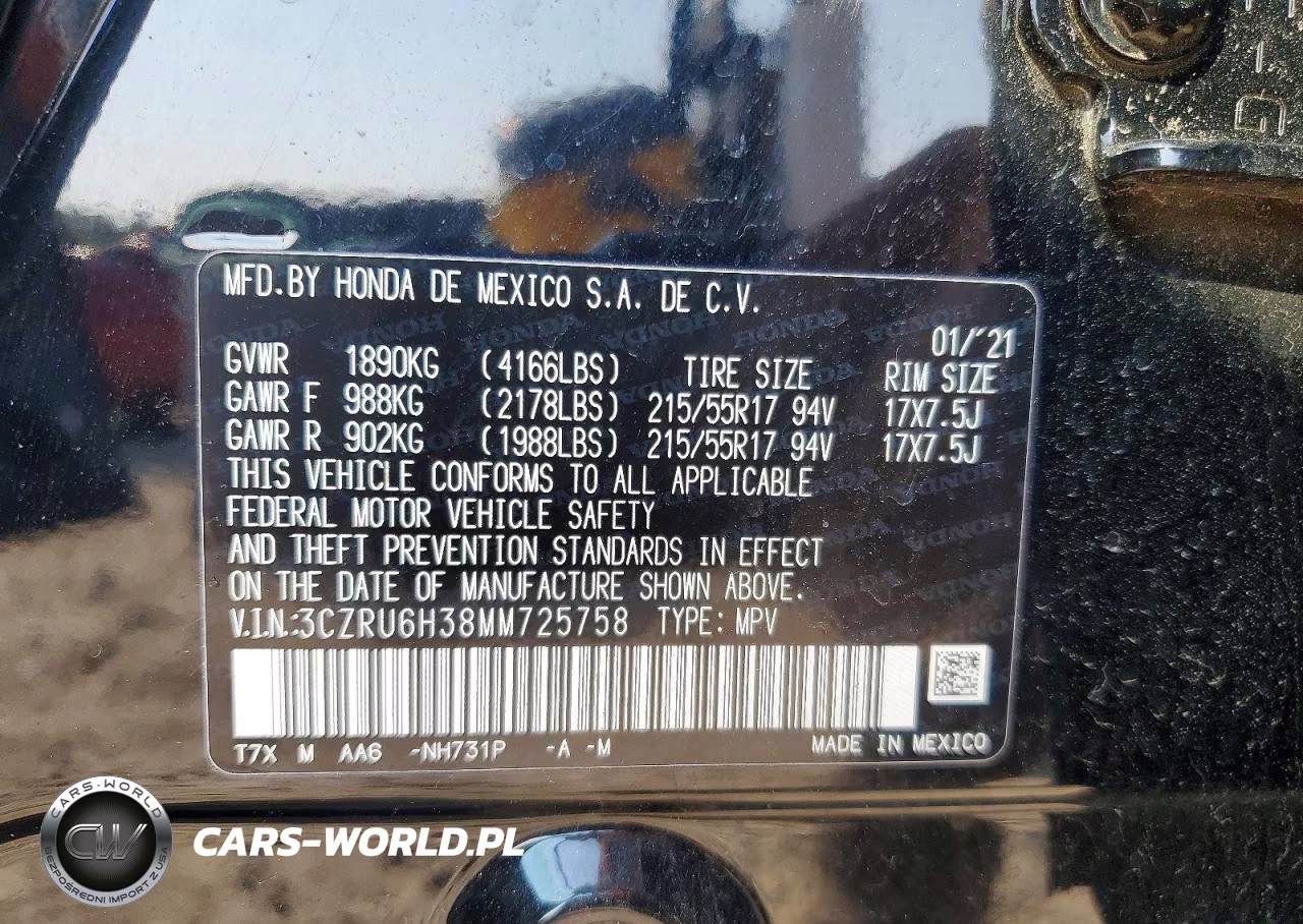 2021 Honda Hr-V Lx VIN:3CZRU6H38MM725758 - 13