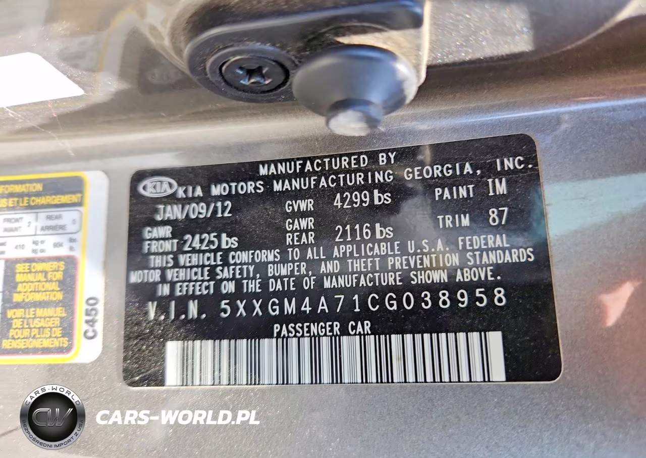 2012 Kia Optima Lx VIN:5XXGM4A71CG038958 - 12