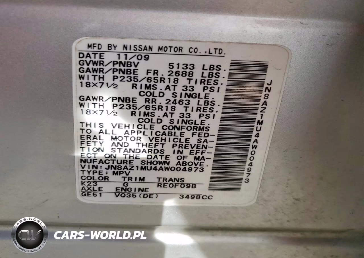 2010 Nissan Murano S VIN:JN8AZ1MU4AW004973 - 14