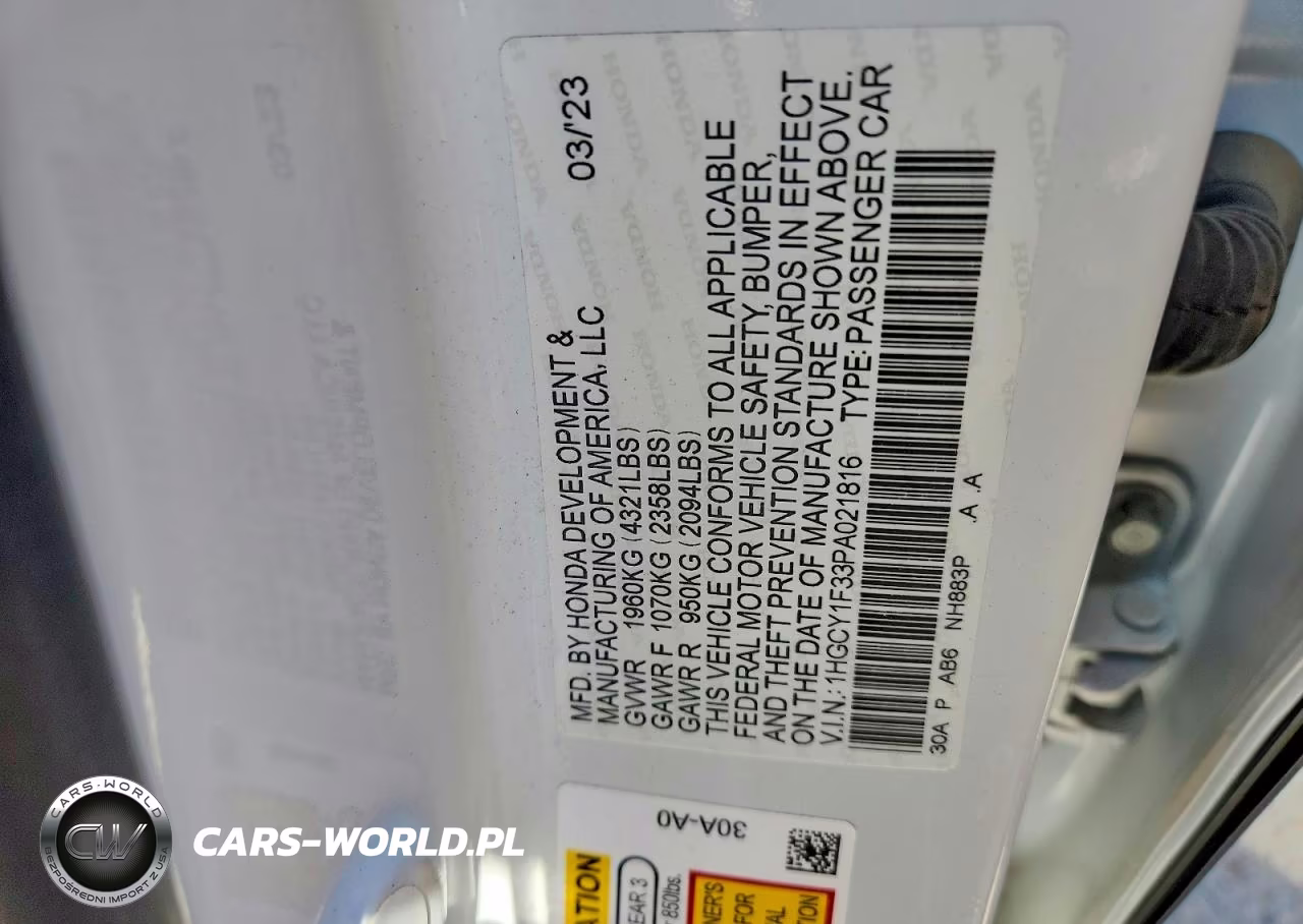 2023 Honda Accord Ex VIN:1HGCY1F33PA021816 - 12