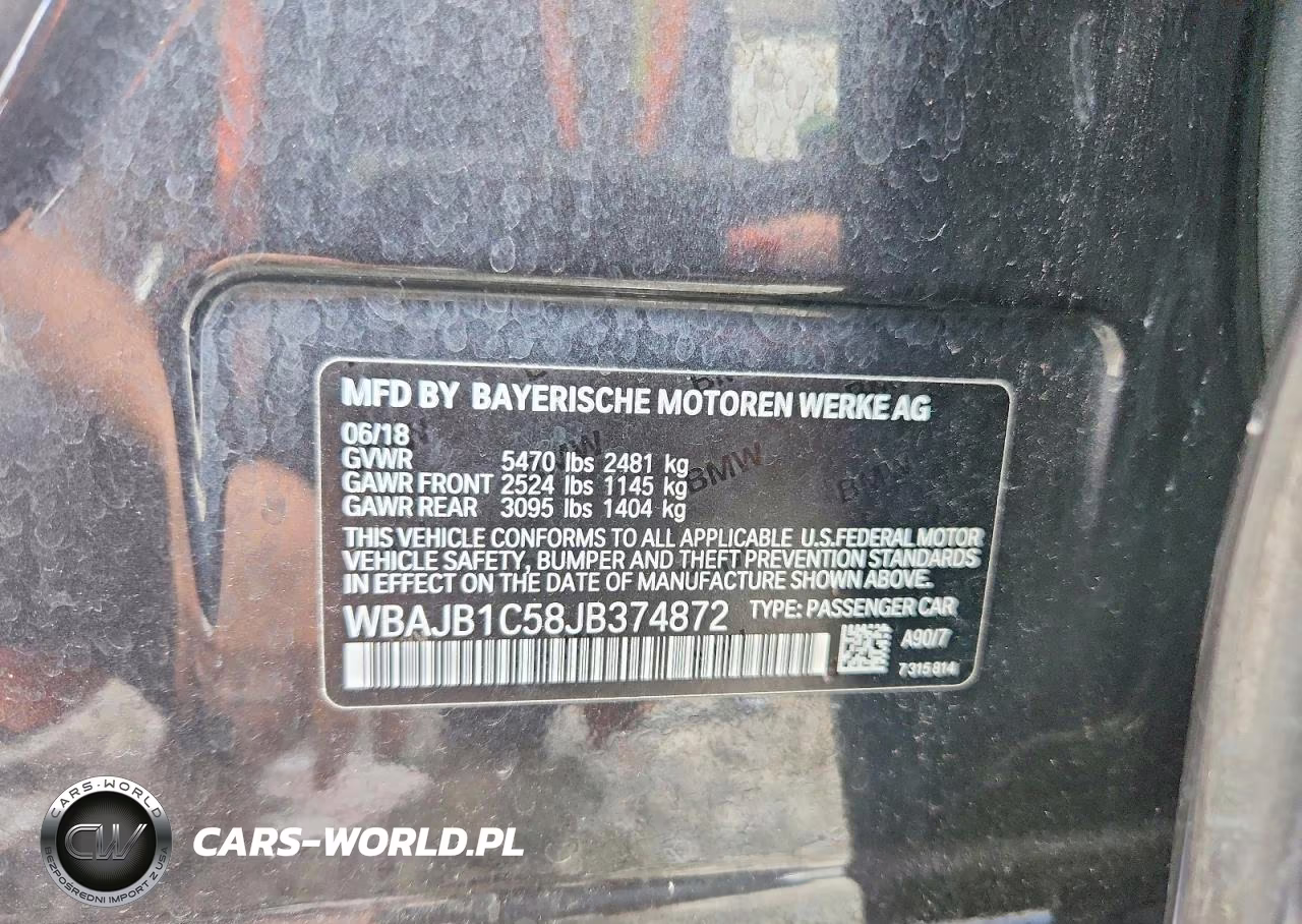 2018 BMW 530Xe VIN:WBAJB1C58JB374872 - 12