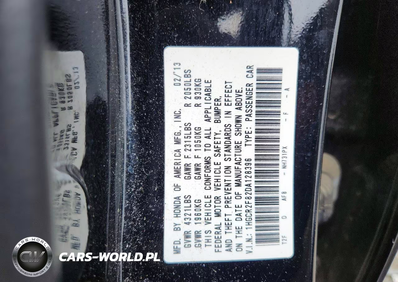 2013 Honda Accord Exl VIN:1HGCR2F82DA128396 - 12