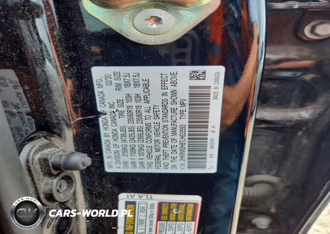 2020 Honda Cr-V Exl VIN:2HKRW2H87LH632593 - 13
