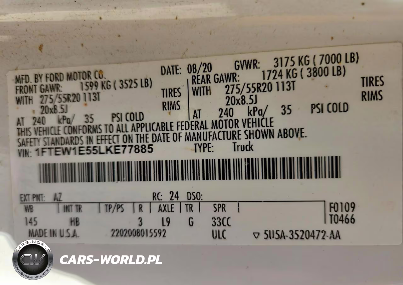 2020 Ford F150 Supercrew VIN:1FTEW1E55LKE77885 - 13