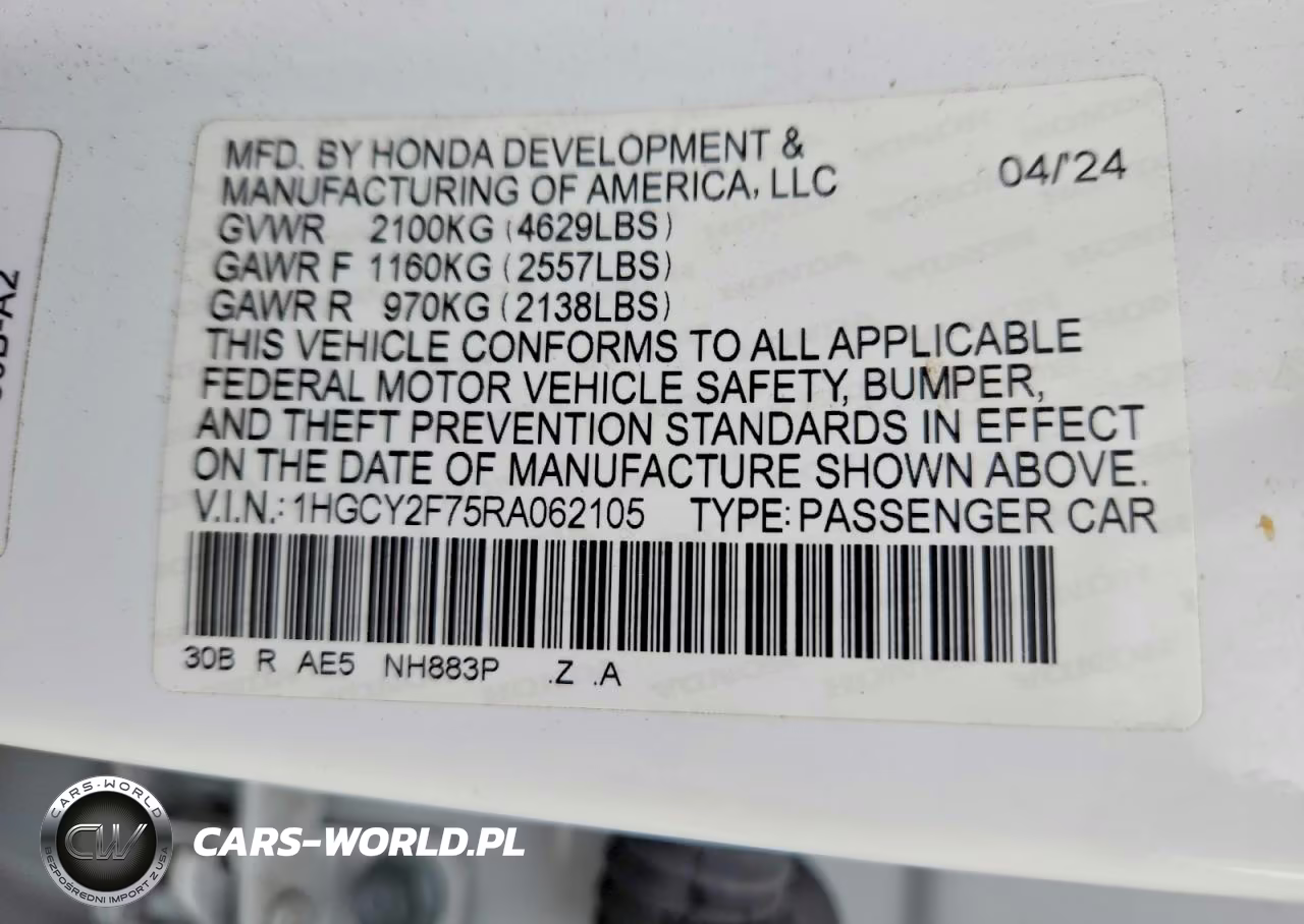 2024 Honda Accord Hybrid Sport-L VIN:1HGCY2F75RA062105 - 12