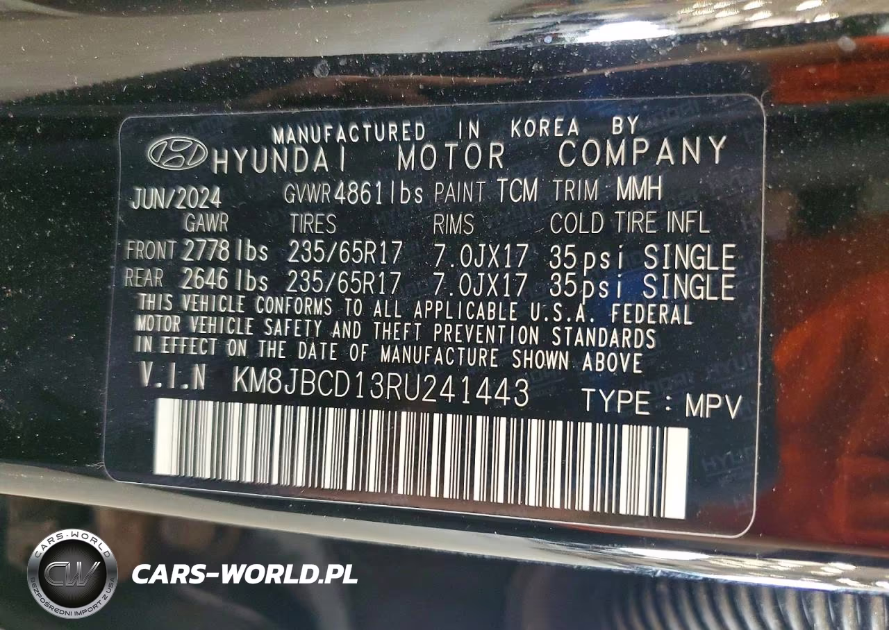 2024 Hyundai Tucson Blue VIN:KM8JBCD13RU241443 - 14