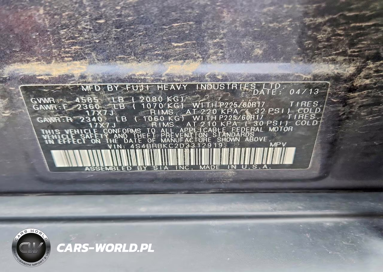 2013 Subaru Outback 2.5I Limited VIN:4S4BRBKC2D3312919 - 14