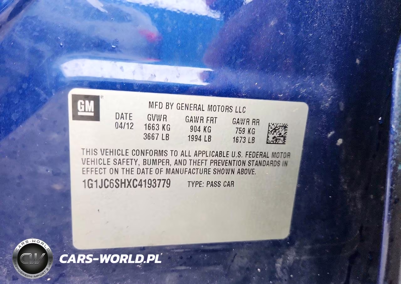 2012 Chevrolet Sonic Lt VIN:1G1JC6SHXC4193779 - 12