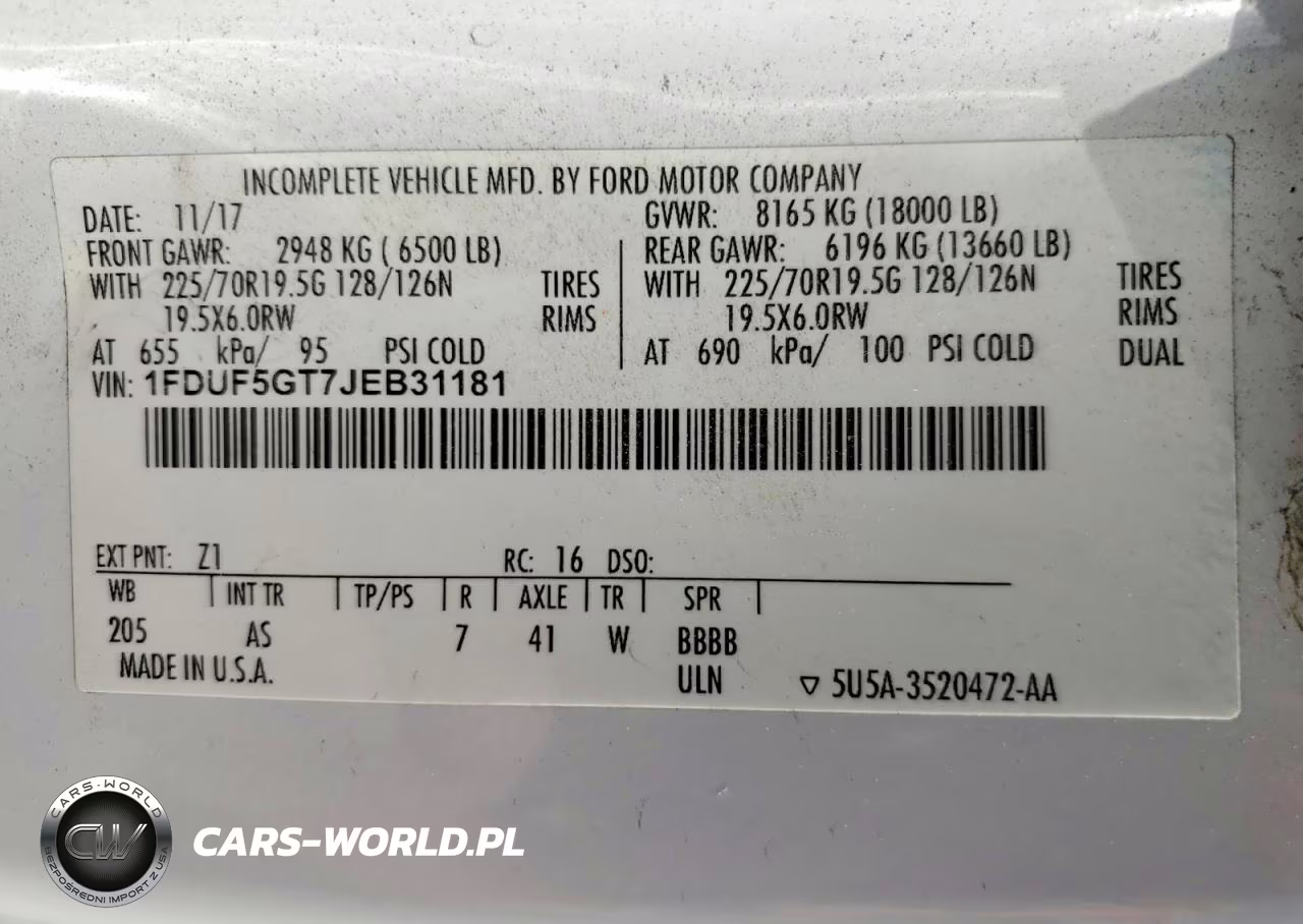 2018 Ford F550 Super - Delivery Truck VIN:1FDUF5GT7JEB31181 - 13