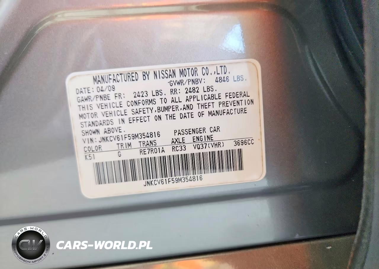 2009 Infiniti G37 Sedan X VIN:JNKCV61F59M354816 - 12