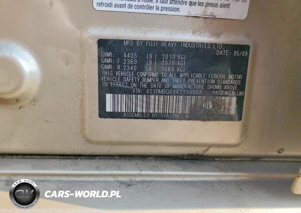 2010 Subaru Legacy 2.5I Premium VIN:4S3BMBG69A3210888 - 12