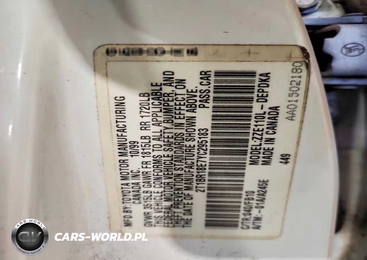 2000 Toyota Corolla Ve VIN:2T1BR18E7YC295183 - 12