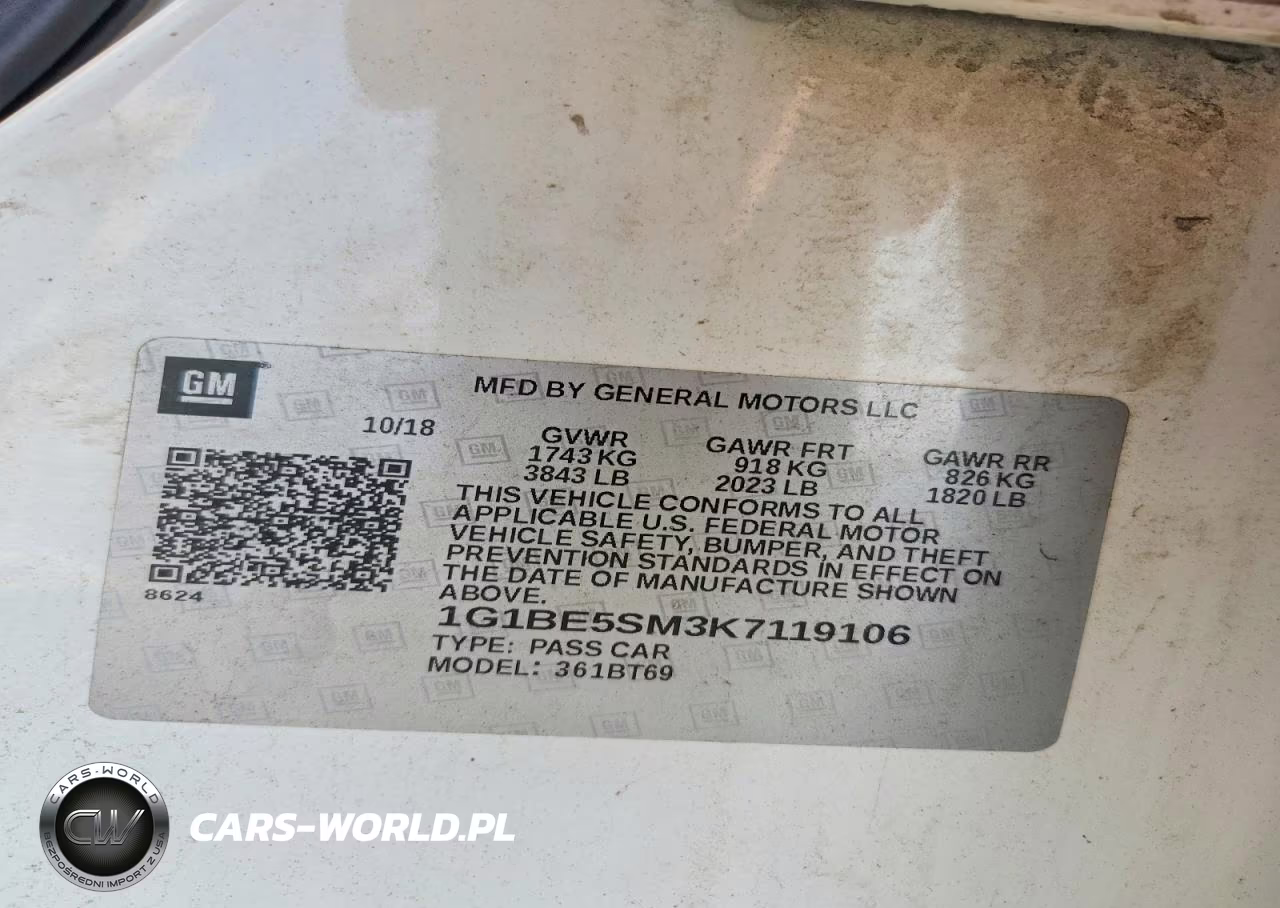2019 Chevrolet Cruze Lt VIN:1G1BE5SM3K7119106 - 12