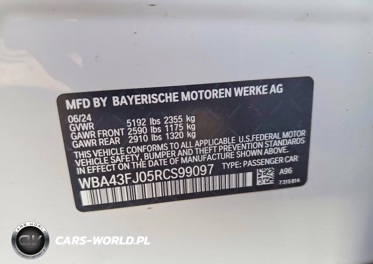 2024 BMW 530 I VIN:WBA43FJ05RCS99097 - 12